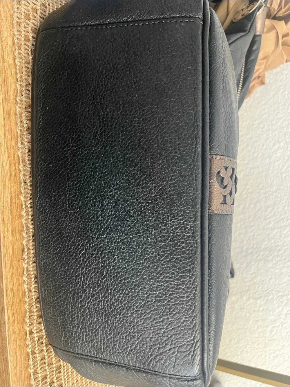Brighton Caitlyn Black Pebbled Leather Hobo Shoulder Bag Tooled Silver